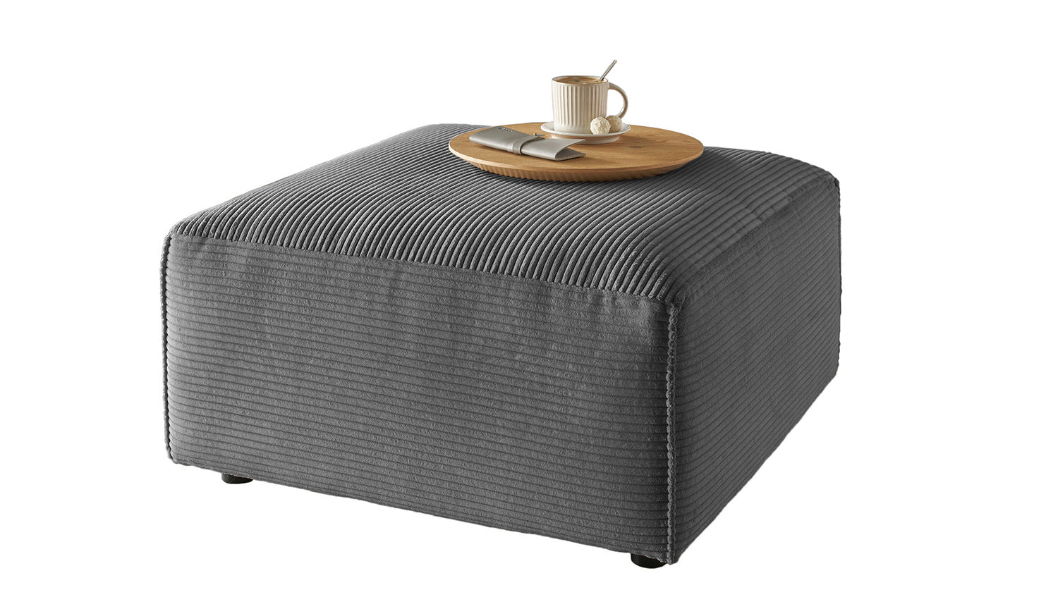 KAWOLA Hocker RANI Polsterhocker Cord grau