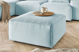 KAWOLA Hocker RANI Polsterhocker Cord hellblau
