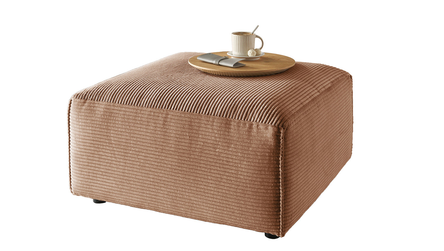 KAWOLA Hocker RANI Polsterhocker Cord rost