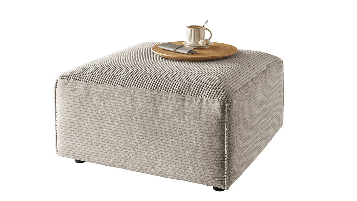 KAWOLA Hocker RANI Polsterhocker Cord steingrau