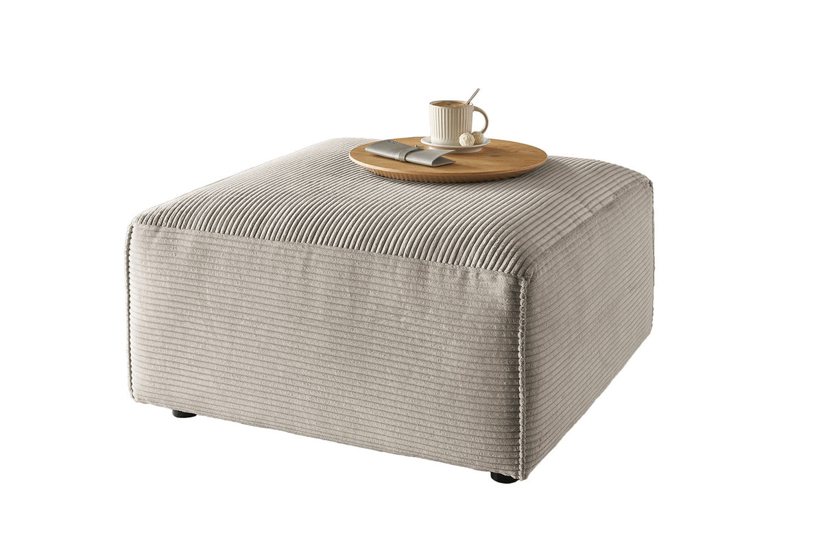 KAWOLA Hocker RANI Polsterhocker Cord steingrau