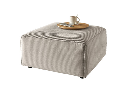 KAWOLA Hocker RANI Polsterhocker Cord steingrau