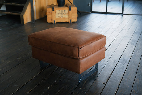 KAWOLA Hocker VILNIUS Lederfaserstoff cognac