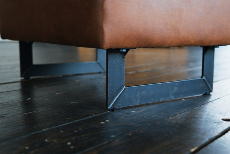 KAWOLA Hocker VILNIUS Lederfaserstoff cognac