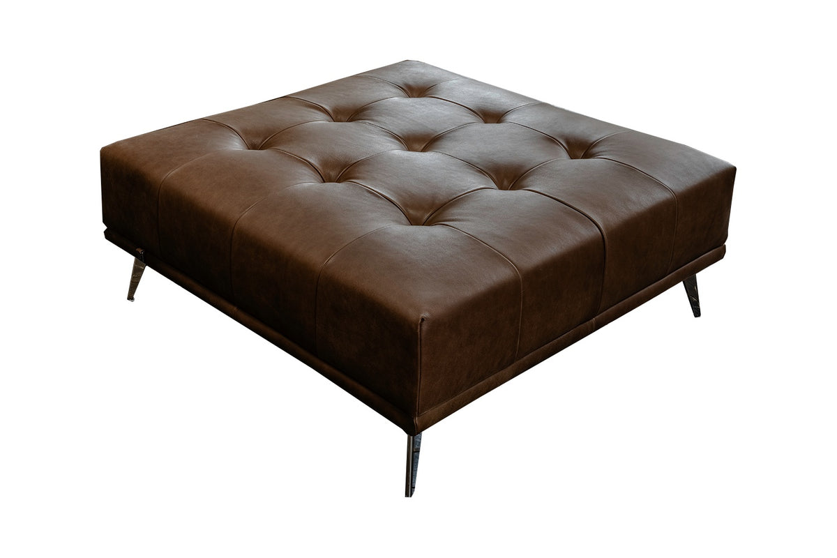 KAWOLA Hocker WIOLO Leder dunkelbraun