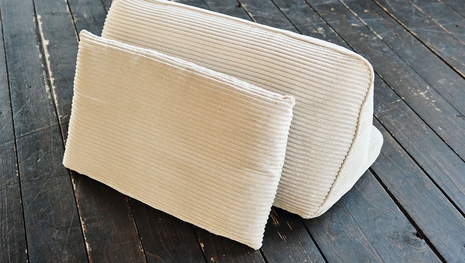 KAWOLA Hocker WIOLO SOFT Polsterhocker mit Rückenkissen Cord cremeweiß