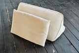 KAWOLA Hocker WIOLO SOFT Polsterhocker mit Rückenkissen Cord cremeweiß