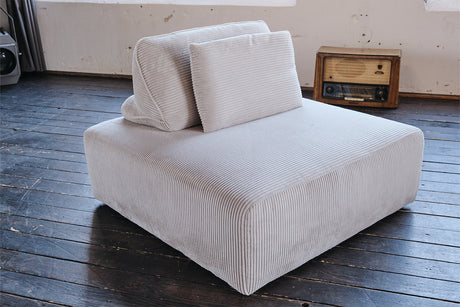 KAWOLA Hocker WIOLO SOFT Polsterhocker mit Rückenkissen Cord hellgrau