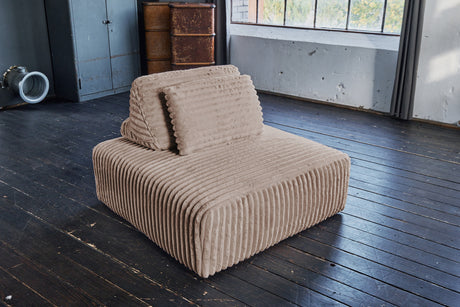 KAWOLA Hocker WIOLO SOFT Polsterhocker mit Rückenkissen Weicher Breitcord taupe