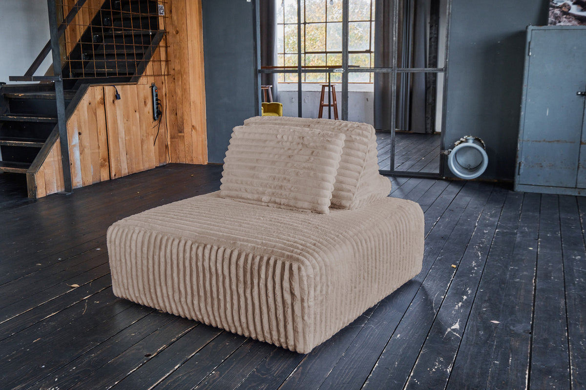 KAWOLA Hocker WIOLO SOFT Polsterhocker mit Rückenkissen Weicher Breitcord taupe