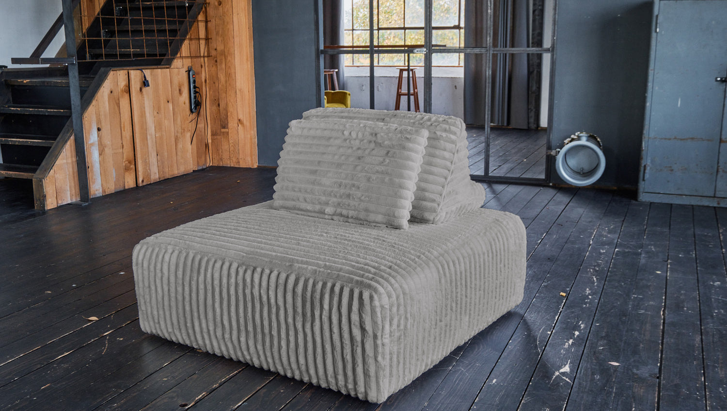 KAWOLA Hocker WIOLO SOFT Polsterhocker mit Rückenkissen Weicher Breitcord grau