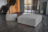 KAWOLA Hocker WIOLO SOFT Polsterhocker mit Rückenkissen Weicher Breitcord grau