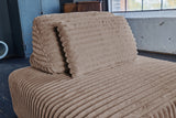 KAWOLA Hocker WIOLO SOFT Polsterhocker mit Rückenkissen Weicher Breitcord taupe