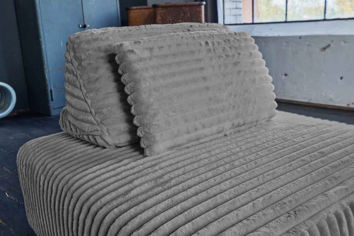 KAWOLA Hocker WIOLO SOFT Polsterhocker mit Rückenkissen Weicher Breitcord grau