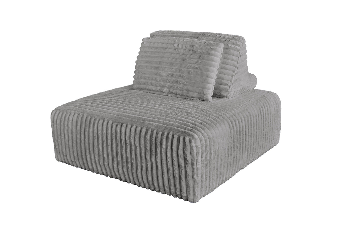 KAWOLA Hocker WIOLO SOFT Polsterhocker mit Rückenkissen Weicher Breitcord grau