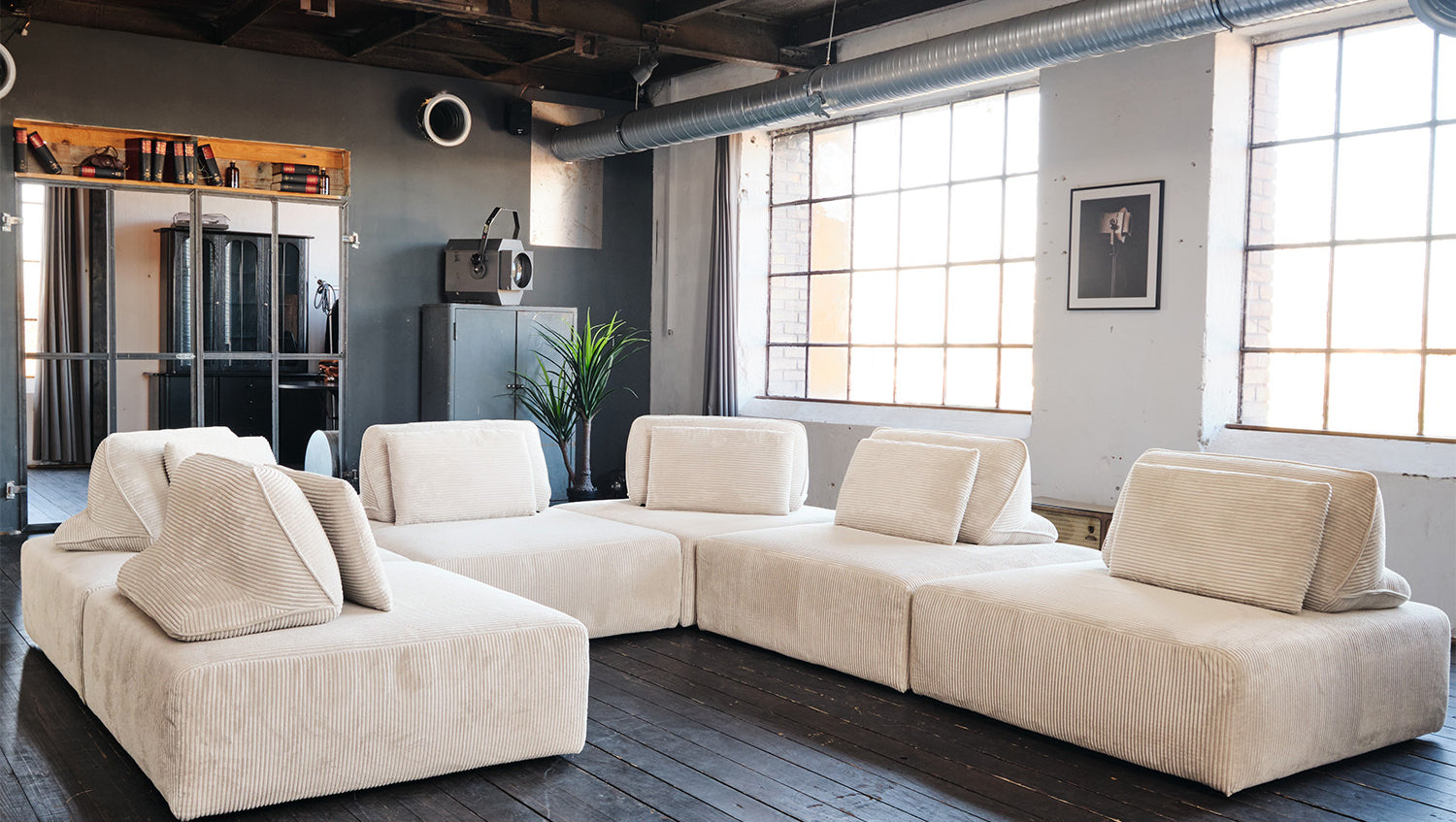 KAWOLA Hocker WIOLO SOFT Sitzelement für Modulsofa Cord cremeweiß