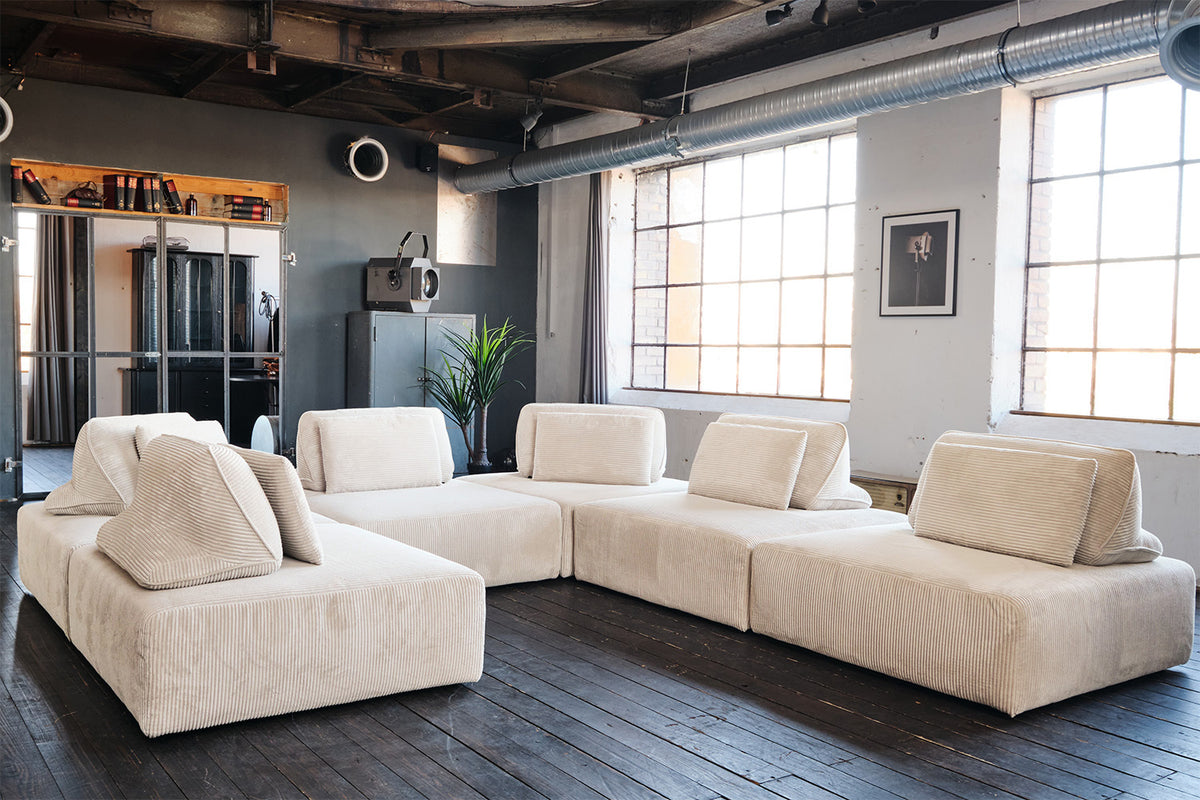 KAWOLA Hocker WIOLO SOFT Sitzelement für Modulsofa Cord cremeweiß