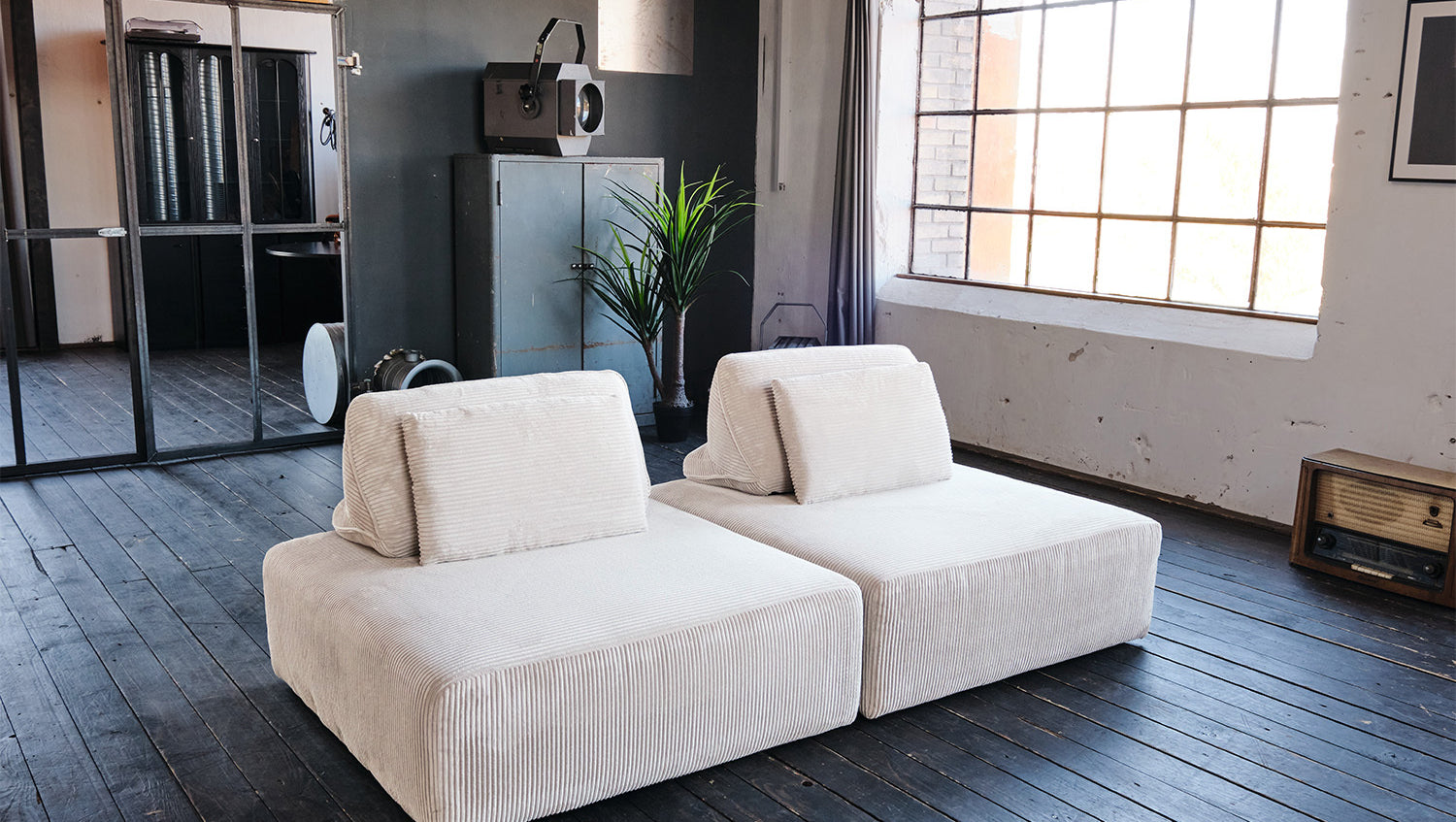 KAWOLA Hocker WIOLO SOFT Sitzelement für Modulsofa Cord cremeweiß