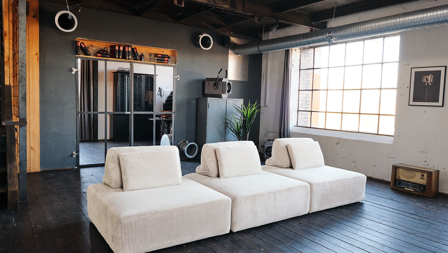 KAWOLA Hocker WIOLO SOFT Sitzelement für Modulsofa Cord cremeweiß