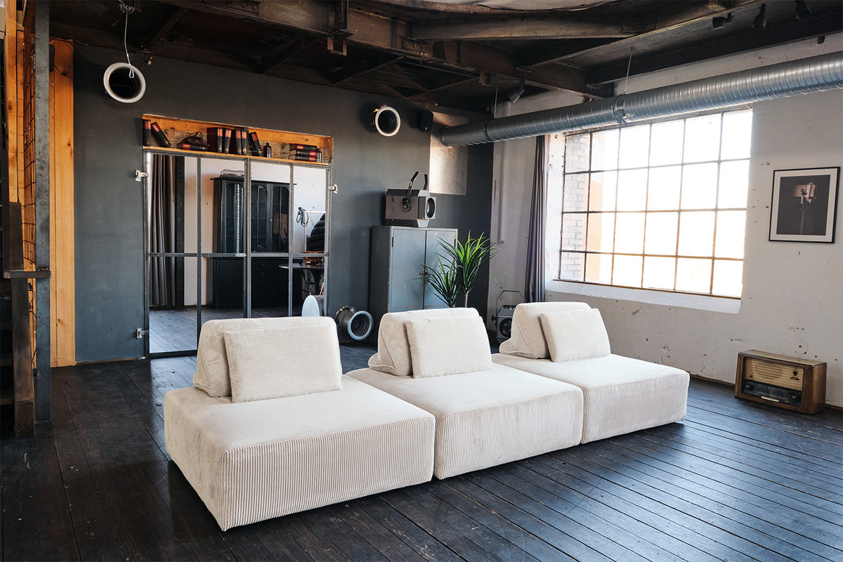 KAWOLA Hocker WIOLO SOFT Sitzelement für Modulsofa Cord cremeweiß