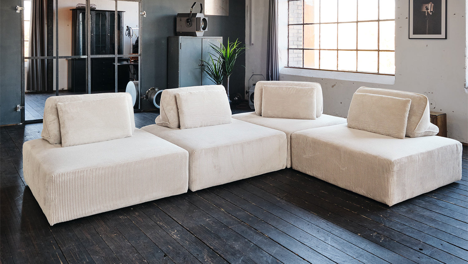KAWOLA Hocker WIOLO SOFT Sitzelement für Modulsofa Cord cremeweiß