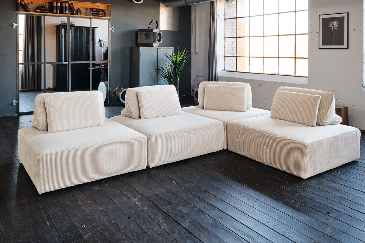 KAWOLA Hocker WIOLO SOFT Sitzelement für Modulsofa Cord cremeweiß