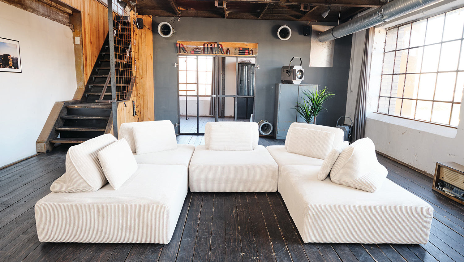KAWOLA Hocker WIOLO SOFT Sitzelement für Modulsofa Cord cremeweiß