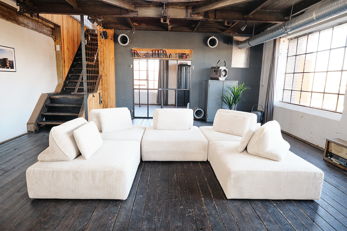 KAWOLA Hocker WIOLO SOFT Sitzelement für Modulsofa Cord cremeweiß