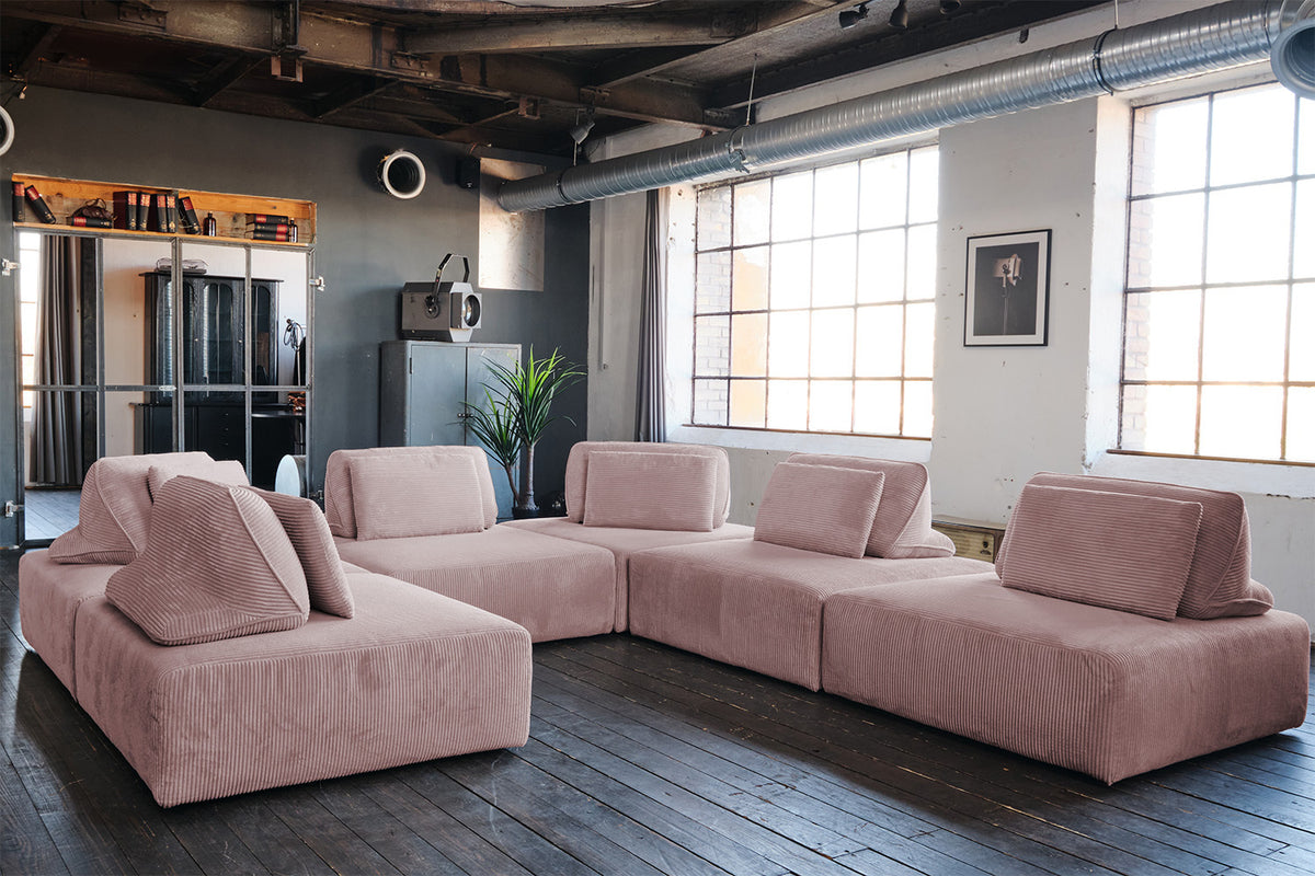 KAWOLA Hocker WIOLO SOFT Sitzelement für Modulsofa Cord rosa
