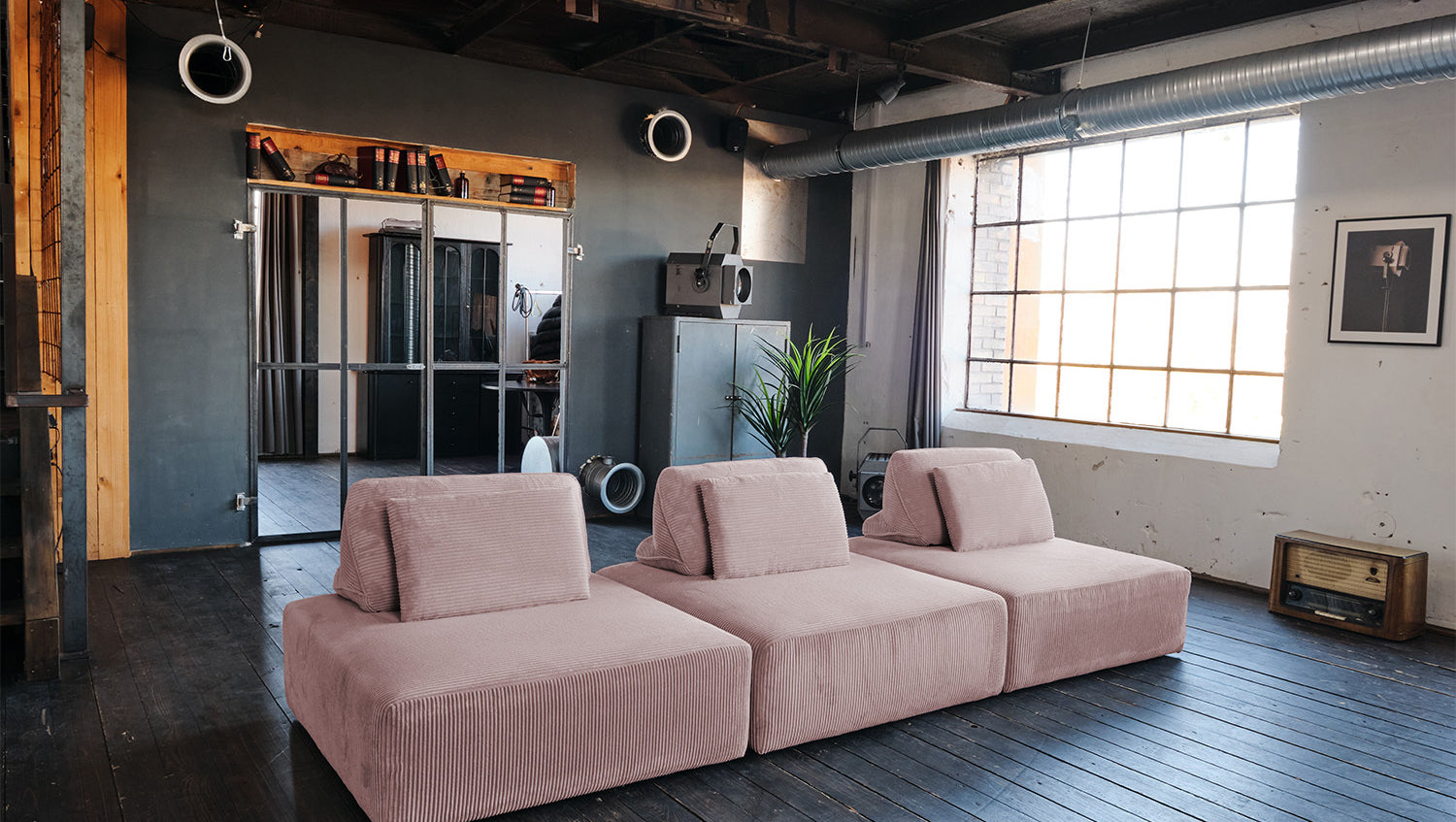 KAWOLA Hocker WIOLO SOFT Sitzelement für Modulsofa Cord rosa