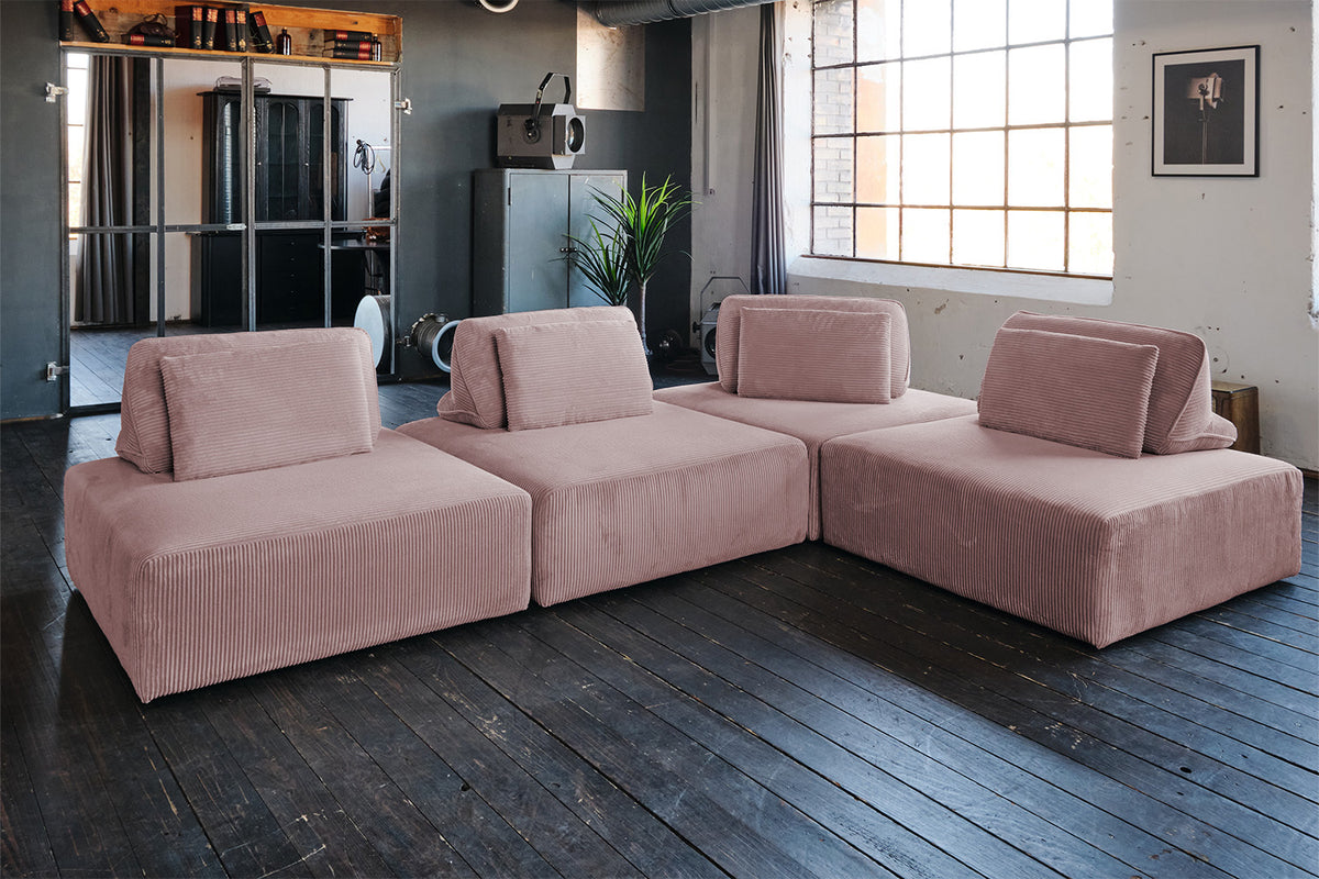 KAWOLA Hocker WIOLO SOFT Sitzelement für Modulsofa Cord rosa