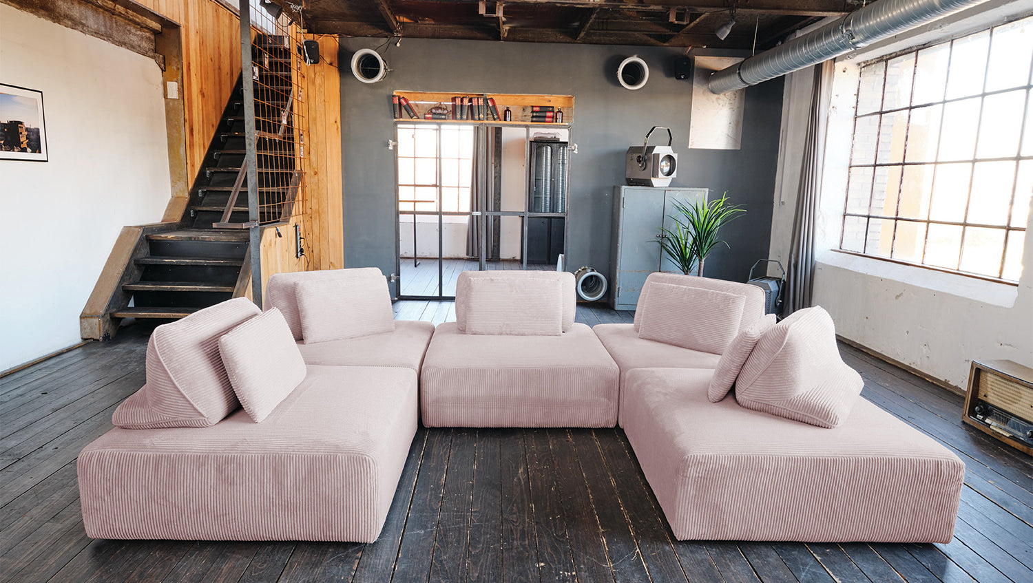 KAWOLA Hocker WIOLO SOFT Sitzelement für Modulsofa Cord rosa