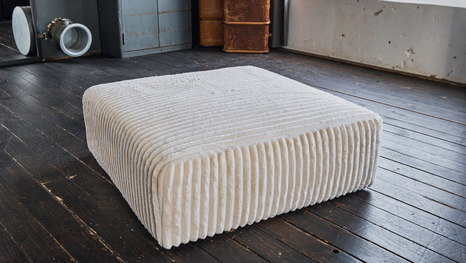 KAWOLA Hocker WIOLO SOFT Sitzelement für Modulsofa Weicher Breitcord cremeweiß
