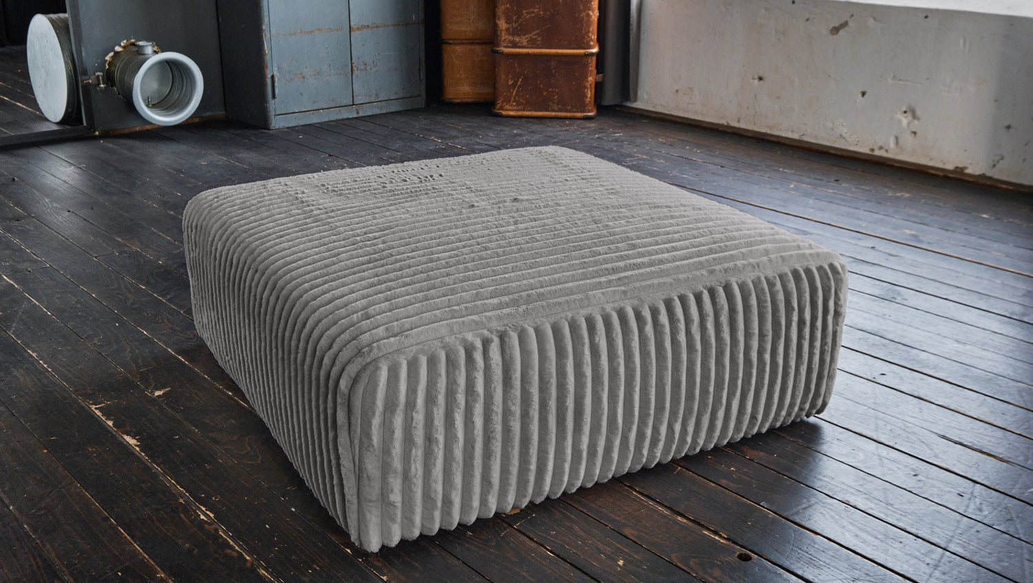 KAWOLA Hocker WIOLO SOFT Sitzelement für Modulsofa Weicher Breitcord grau