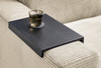 KAWOLA Holztablett MADELINE Eiche schwarz für Armlehne Sofa