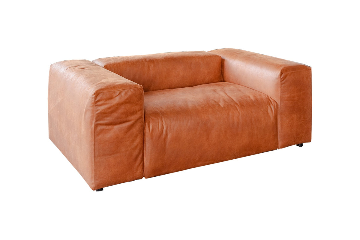 KAWOLA Loveseat MIA Modularer Sessel 4-tlg. Lederfaserstoff cognac