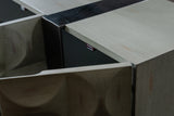 KAWOLA Lowboard MARGO TV-Board 4 Türen Ulme furniert grau Fuß Edelstahl gebürstet