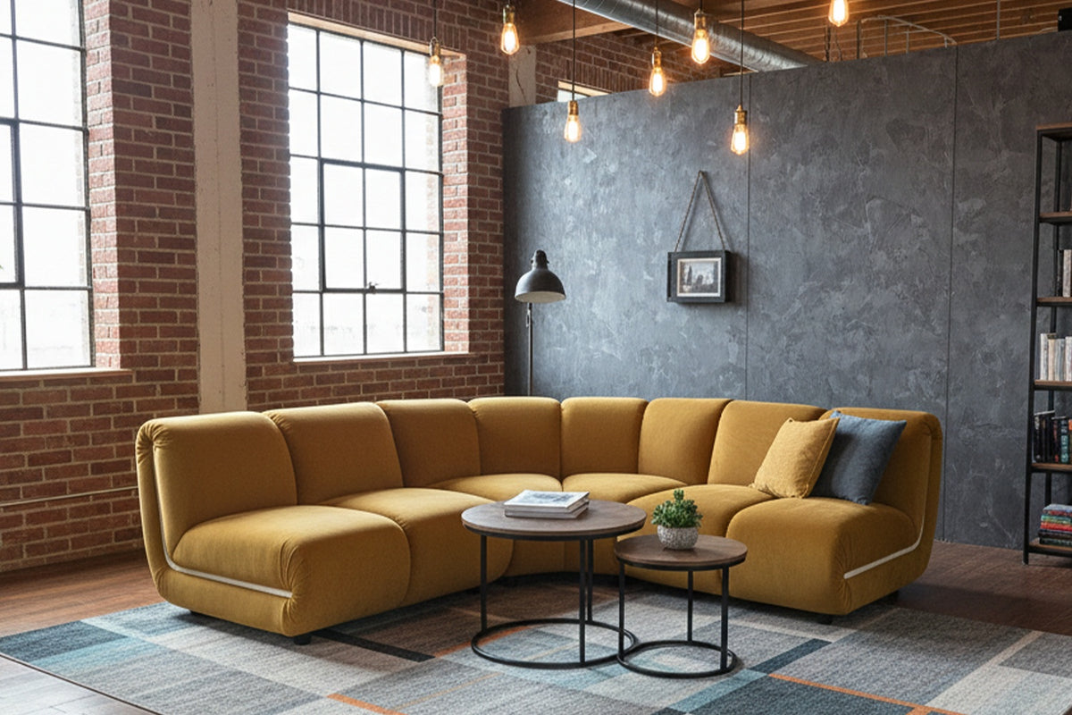 KAWOLA Modulsofa LAYLA Ecksofa 3 Module Velvet gelb
