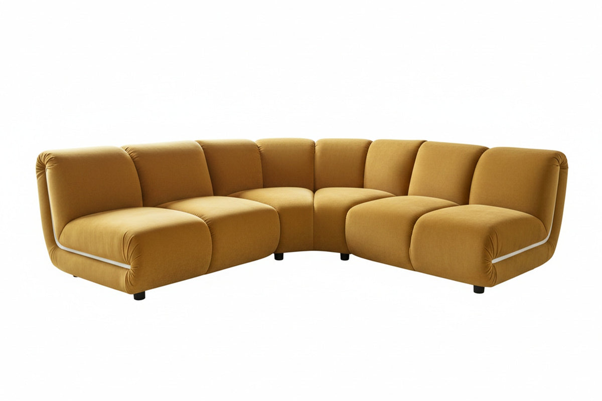 KAWOLA Modulsofa LAYLA Ecksofa 3 Module Velvet gelb