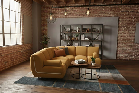 KAWOLA Modulsofa LAYLA Ecksofa 3 Module Velvet gelb, Mit Armlehne