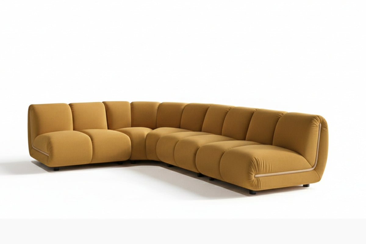 KAWOLA Modulsofa LAYLA Ecksofa 4 Module Velvet gelb