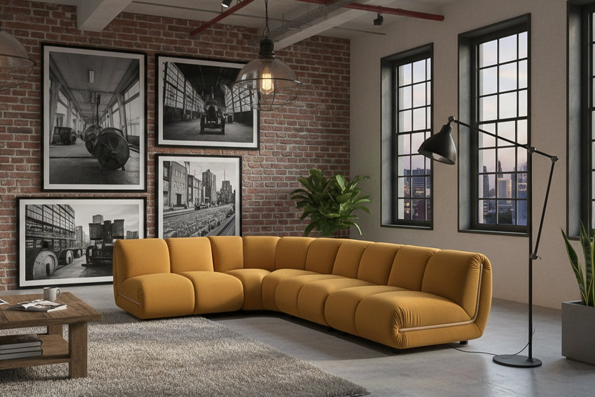 KAWOLA Modulsofa LAYLA Ecksofa 4 Module Velvet gelb