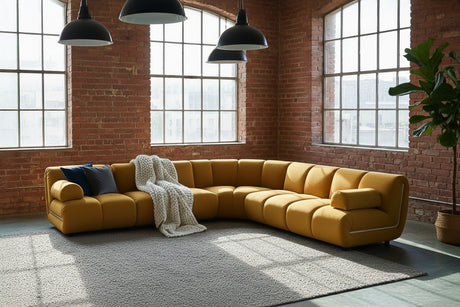 KAWOLA Modulsofa LAYLA Ecksofa 5 Module Velvet gelb, Mit Armlehne