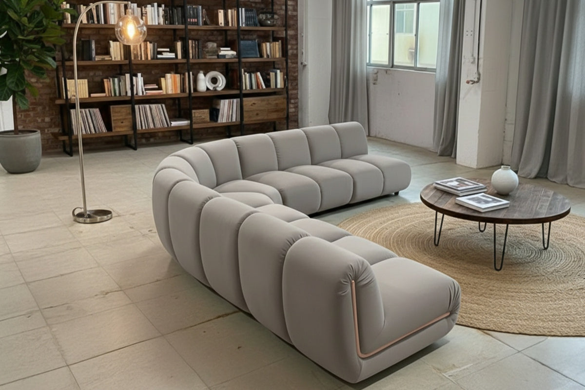 KAWOLA Modulsofa LAYLA Ecksofa 5 Module Velvet taupe