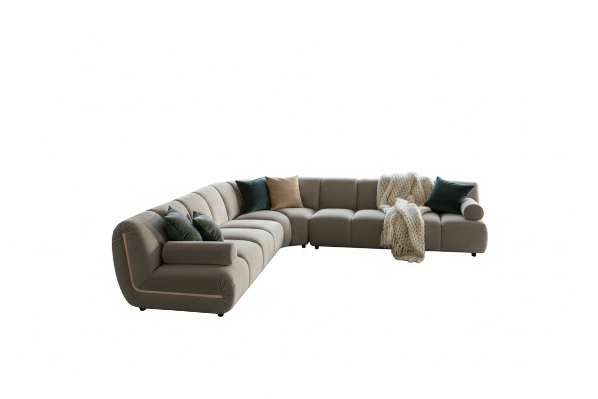 KAWOLA Modulsofa LAYLA Ecksofa 5 Module Velvet taupe
