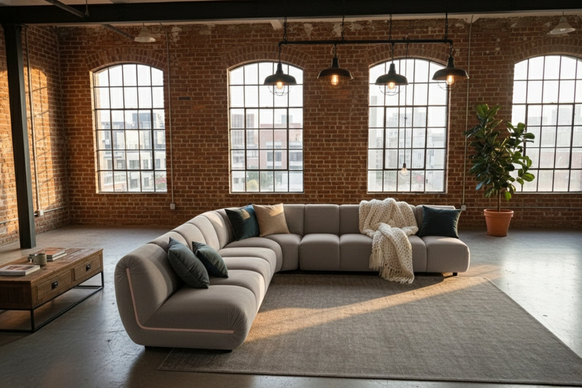 KAWOLA Modulsofa LAYLA Ecksofa 5 Module Velvet taupe