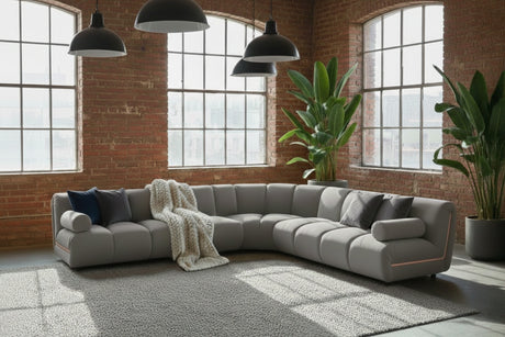 KAWOLA Modulsofa LAYLA Ecksofa 5 Module Velvet taupe, Mit Armlehne