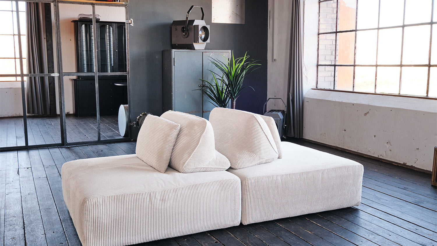 KAWOLA Modulsofa WIOLO SOFT 2 Module 2 Rückenkissen Cord cremeweiß