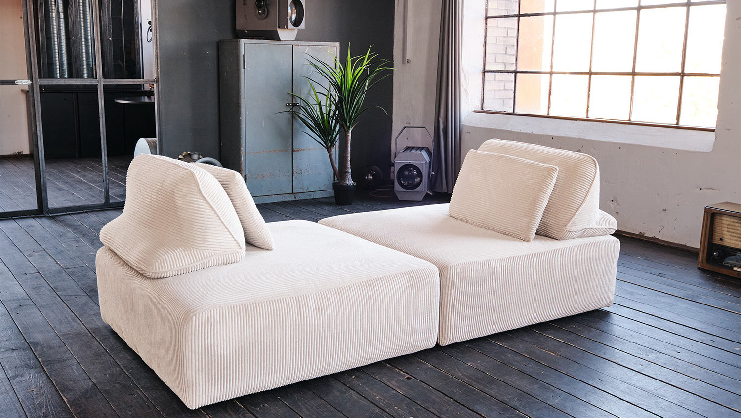 KAWOLA Modulsofa WIOLO SOFT 2 Module 2 Rückenkissen Cord cremeweiß