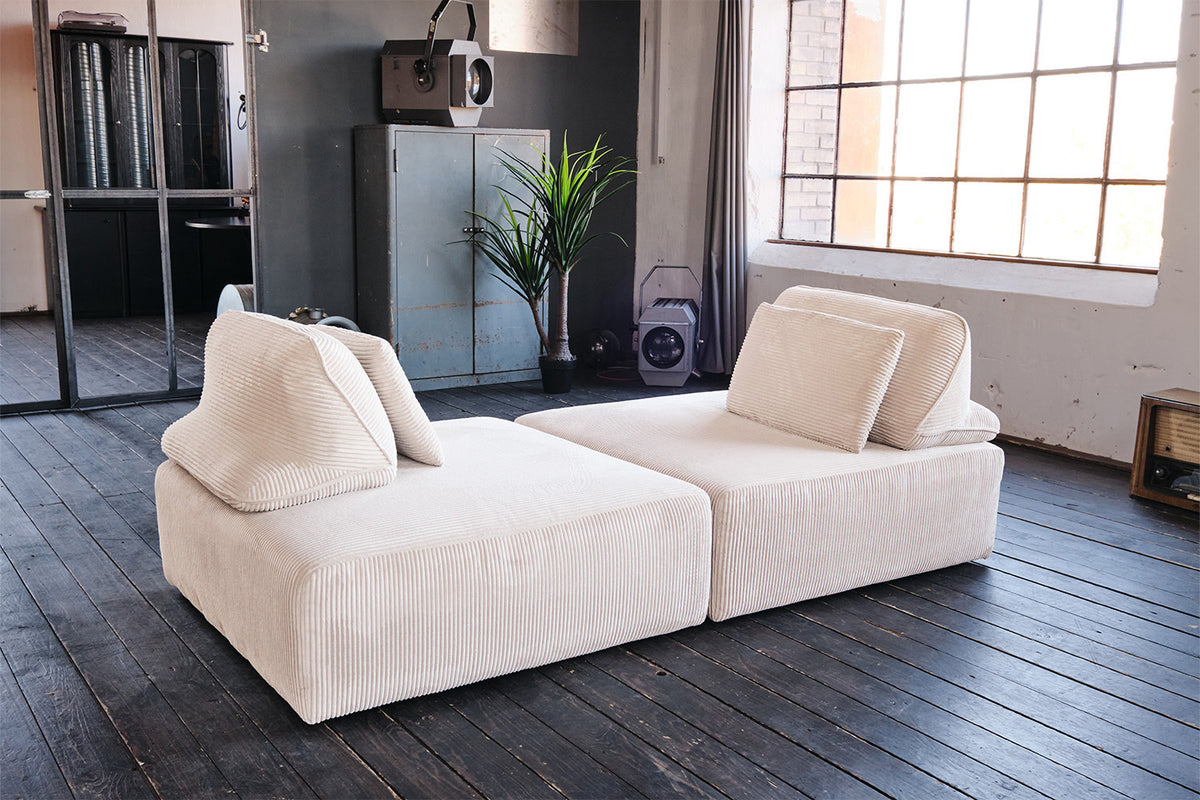 KAWOLA Modulsofa WIOLO SOFT 2 Module 2 Rückenkissen Cord cremeweiß